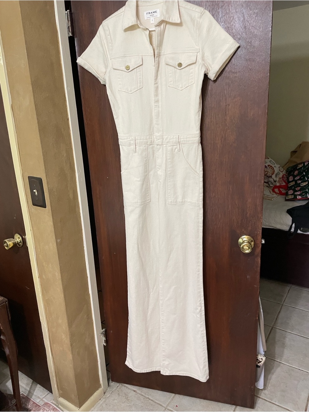 Frame denim short sleeve jumpsuit